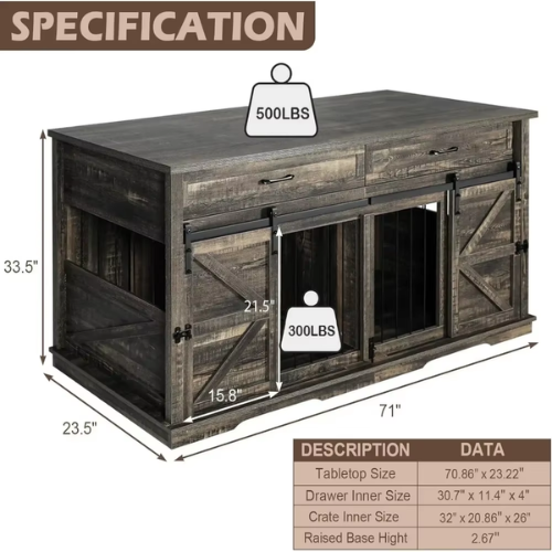 Double Dog Crate Kennel Furniture