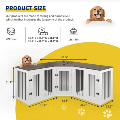 Modern Customizable Large Dog Crate Furniture for up to 3 Dogs